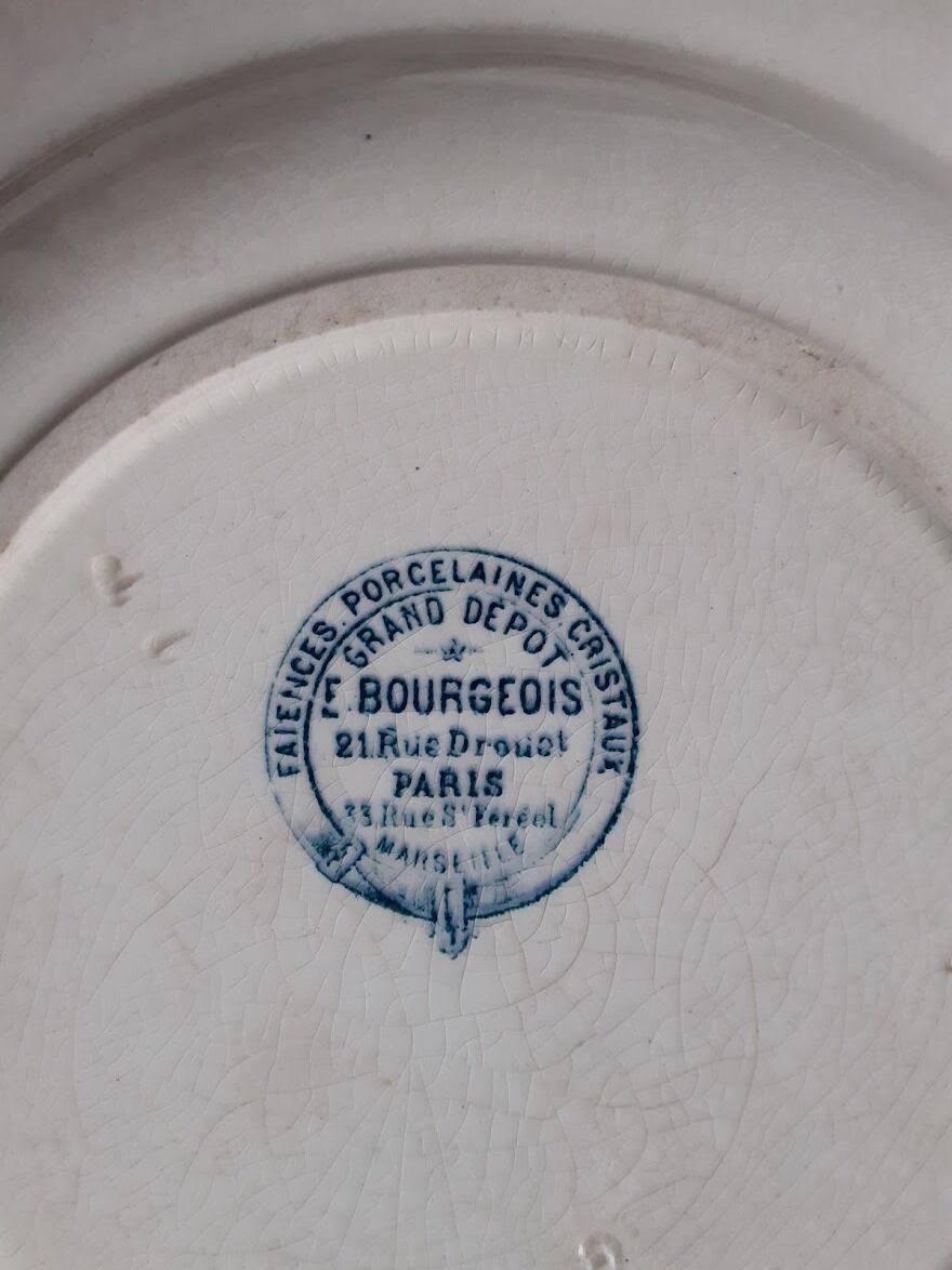 Faience plate from Emile Bourgeois depot