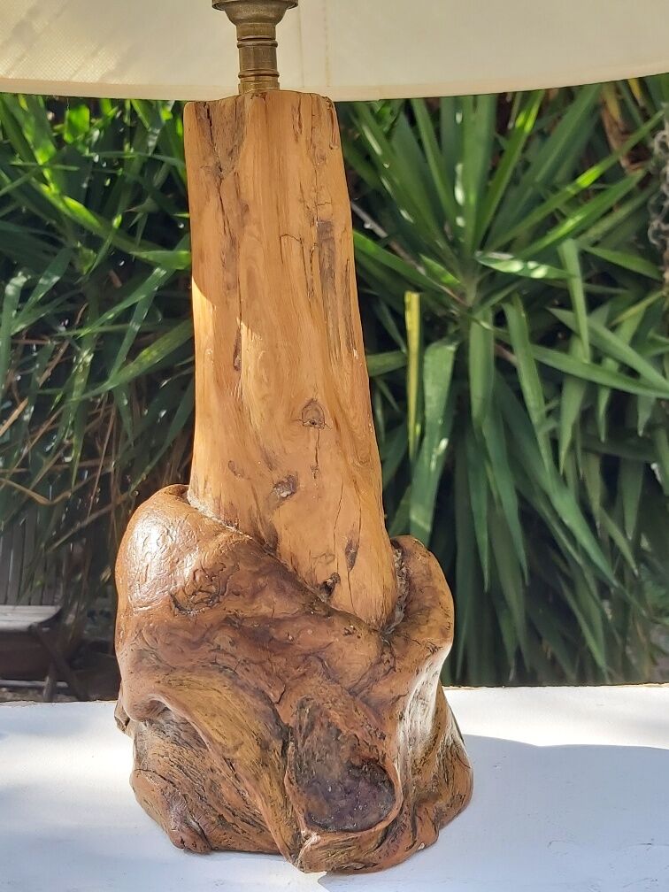 Vintage wood brutalist lamp 50s