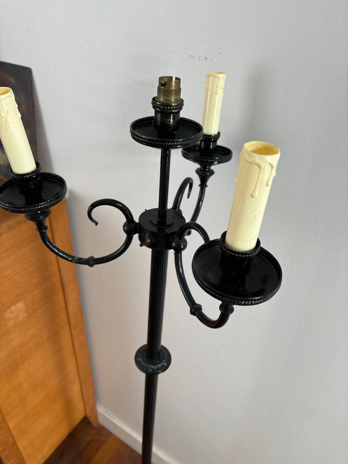 Lampadaire vintage en métal noir