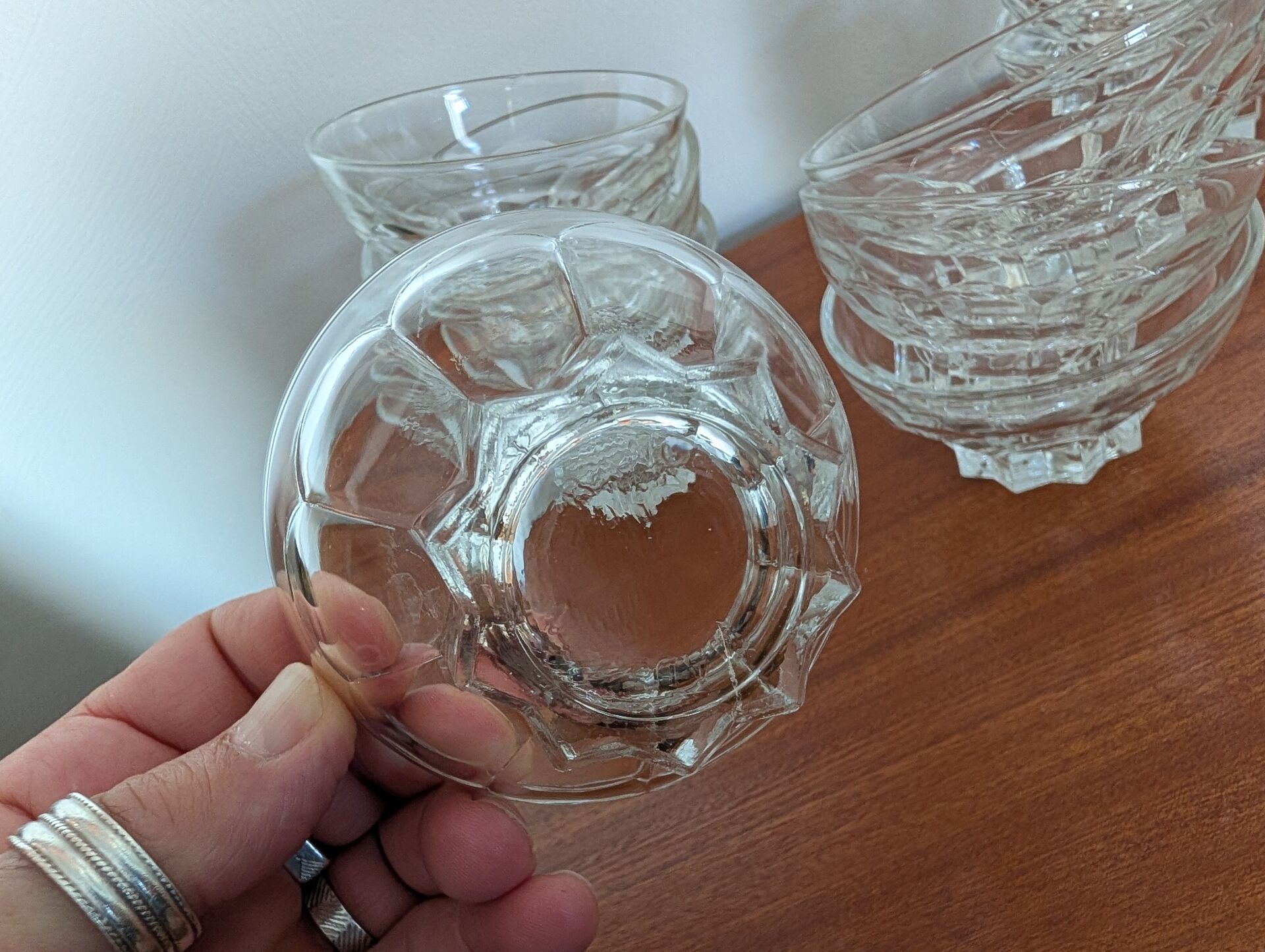 11 French moulded glass cups – 1970s