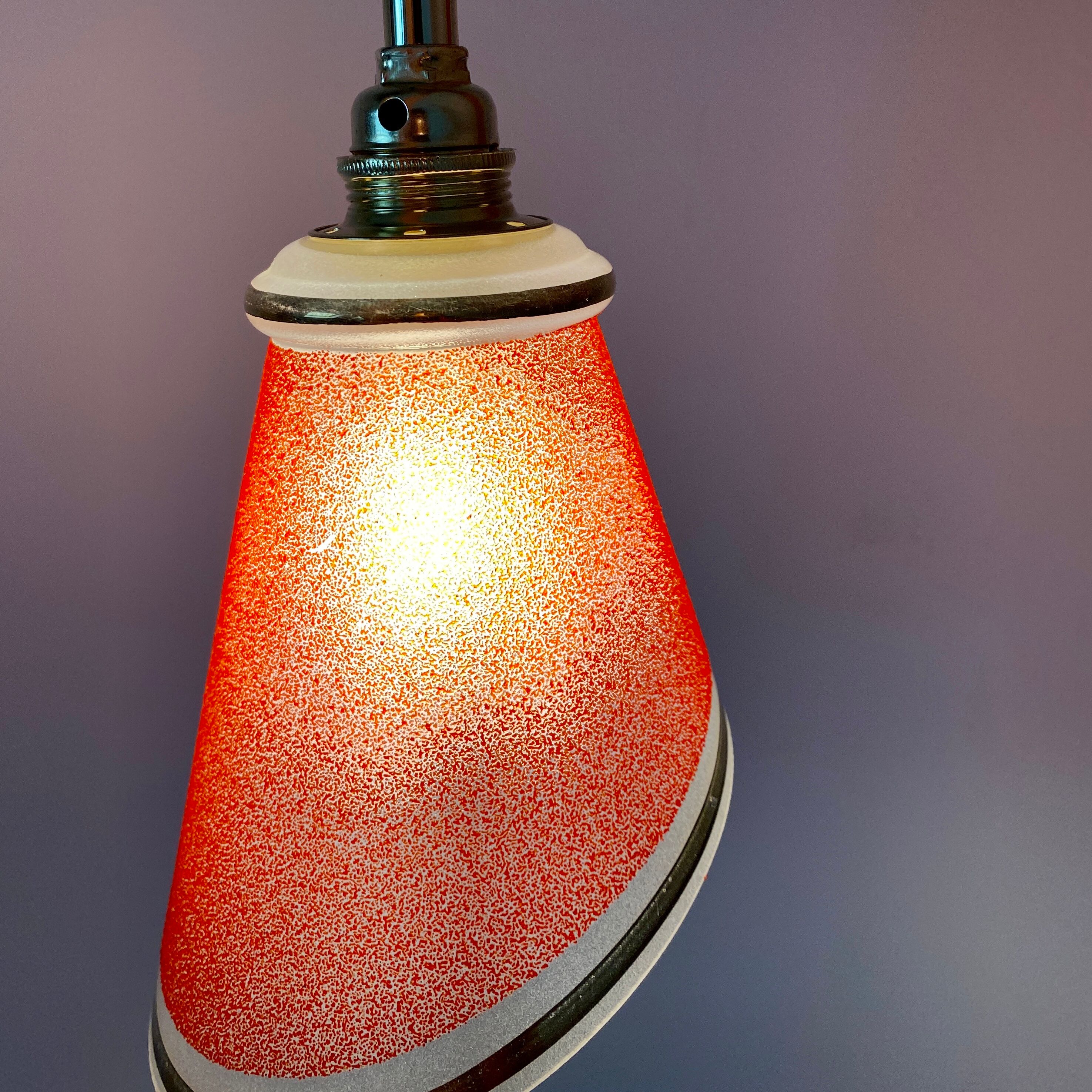 Vintage tulip walker in red sandblasted glass