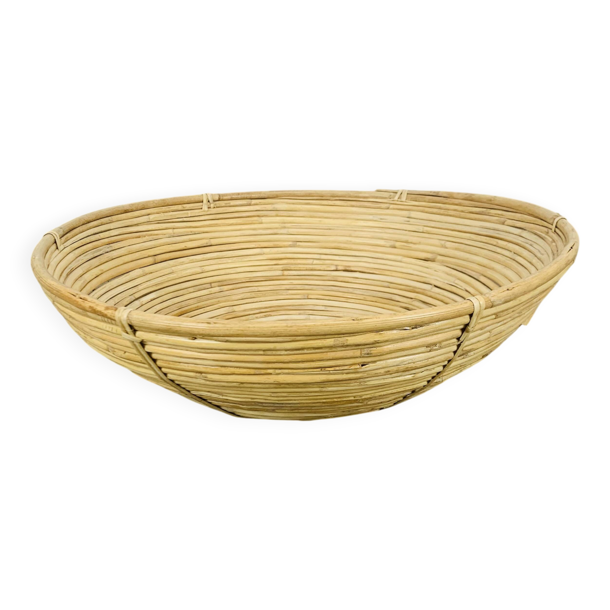 Large wicker bowl 48 cm, vintage, 60s, rattan