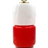 Space Age Red and white glass cylindrical table lamp, Italy 1970s