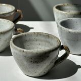 Set of 5 Indonesian ceramic handle coffee cups