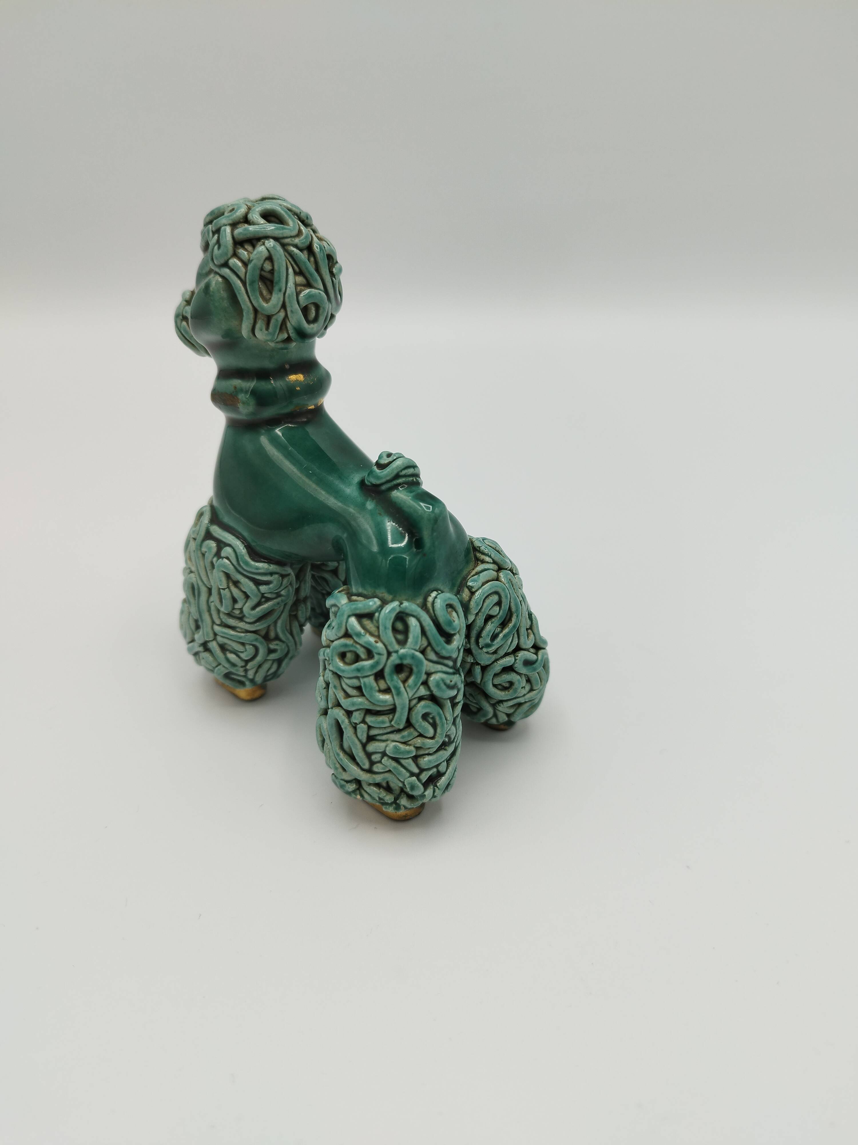 Lot of 2 royal poodles in 1960s spaghetti ceramic