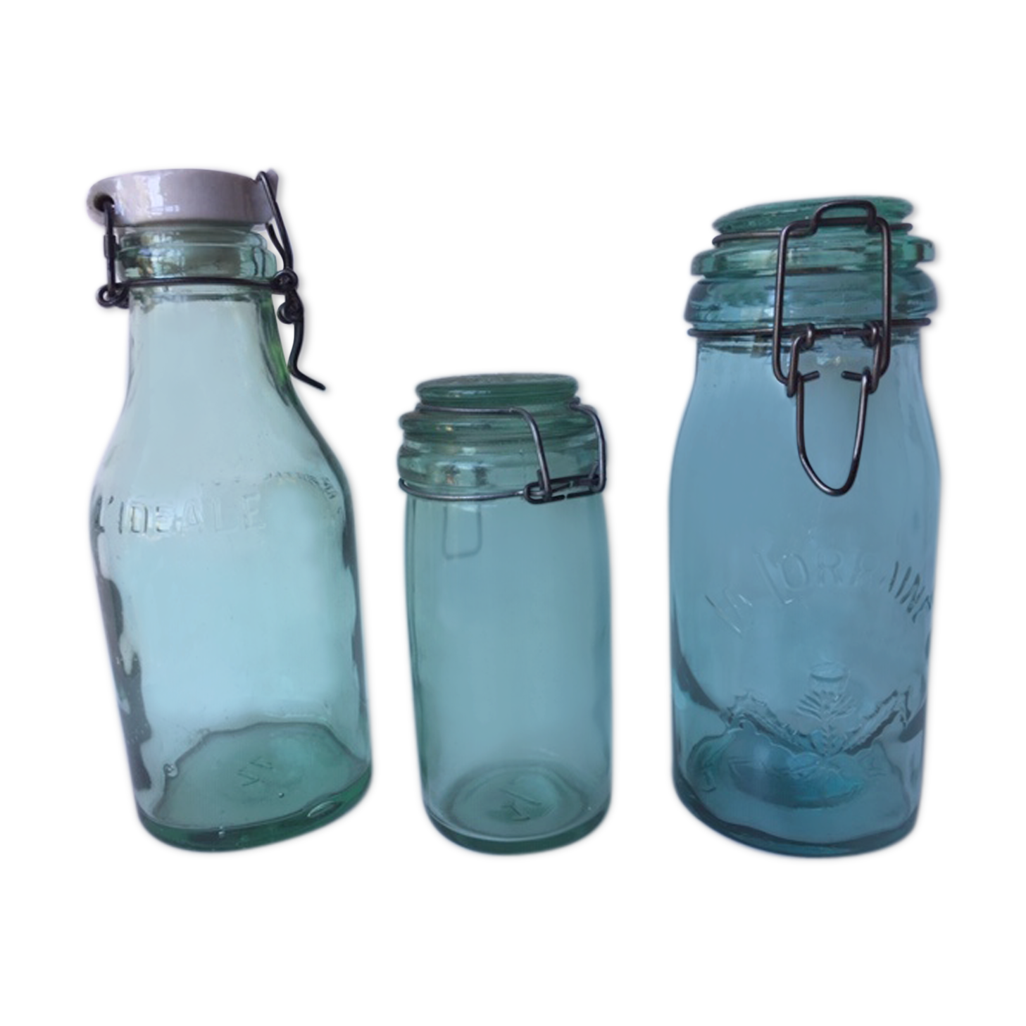 3 canned glass jars Manufrance "la lorraine" and "l ideale"