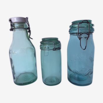 3 canned glass jars Manufrance "la lorraine" and "l ideale"