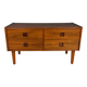 Commode basse danoise en teck à quatre tiroirs, années 1960