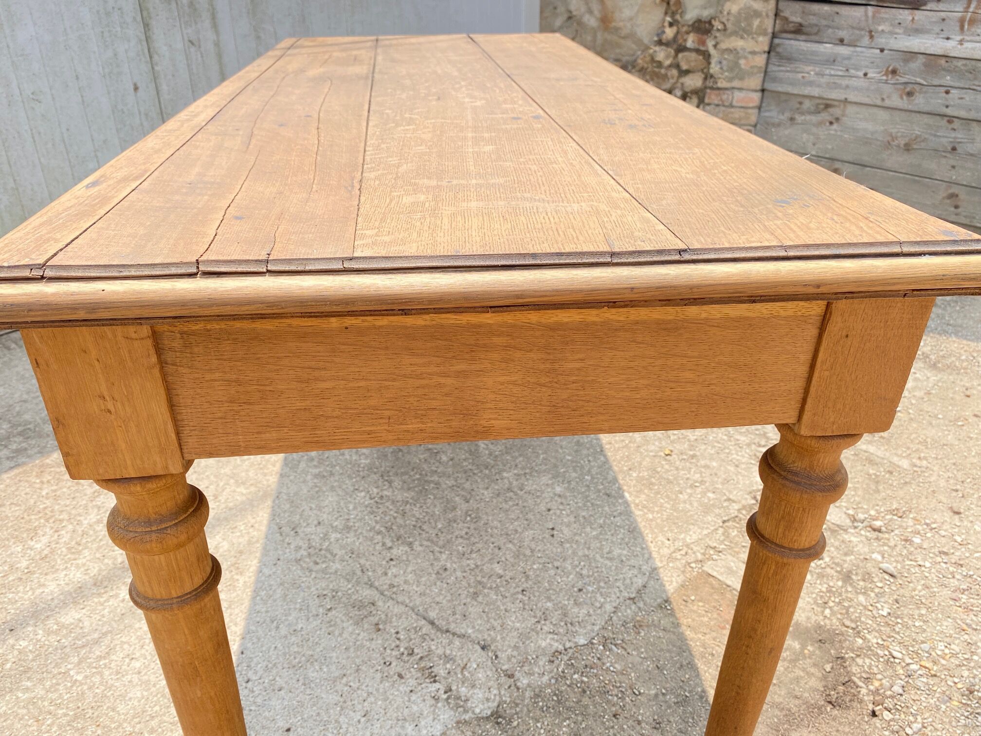 Solid oak farmhouse or desk table with 2 drawers 1900