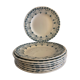 8 assiettes plates Longwy anciennes bleues grises modèle primevère 1900