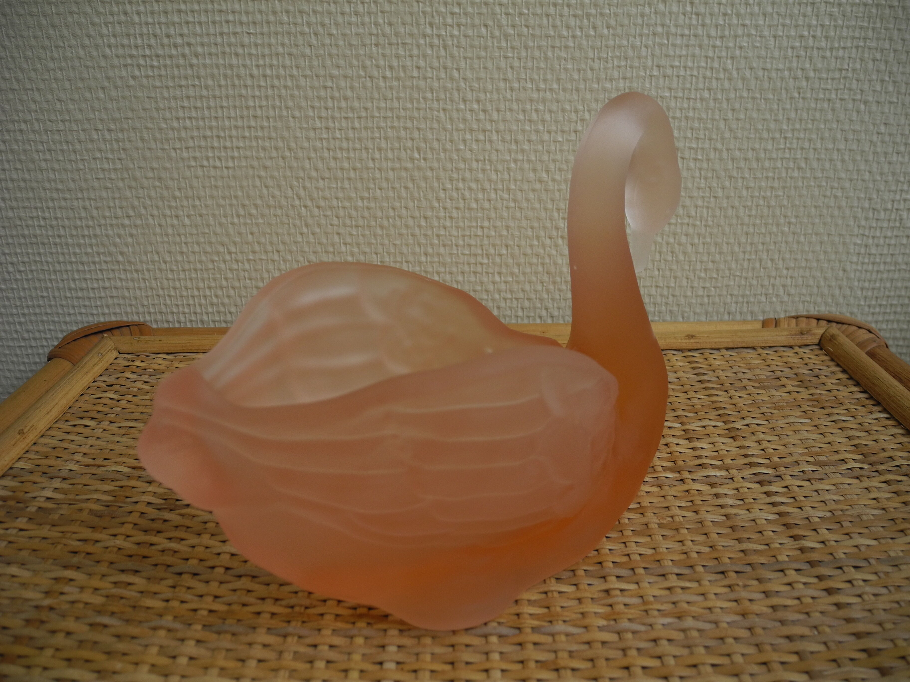 Empty pockets, vintage pink glass swan pot cover