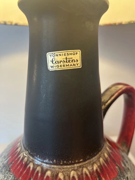 Special accent lamp made from MCM vase with Japanese dragon shade.