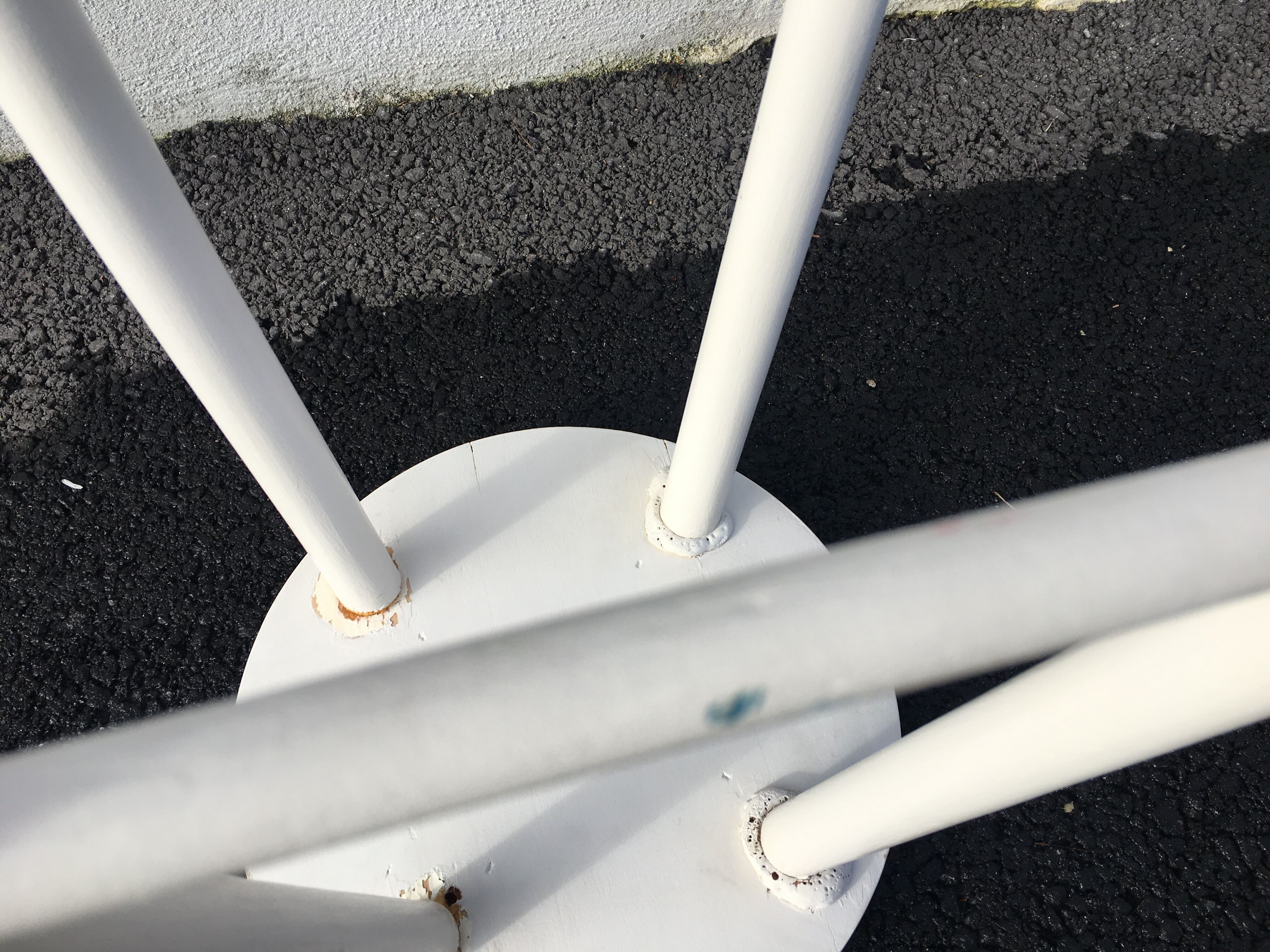 White tinted scandinavian wooden stool 1960