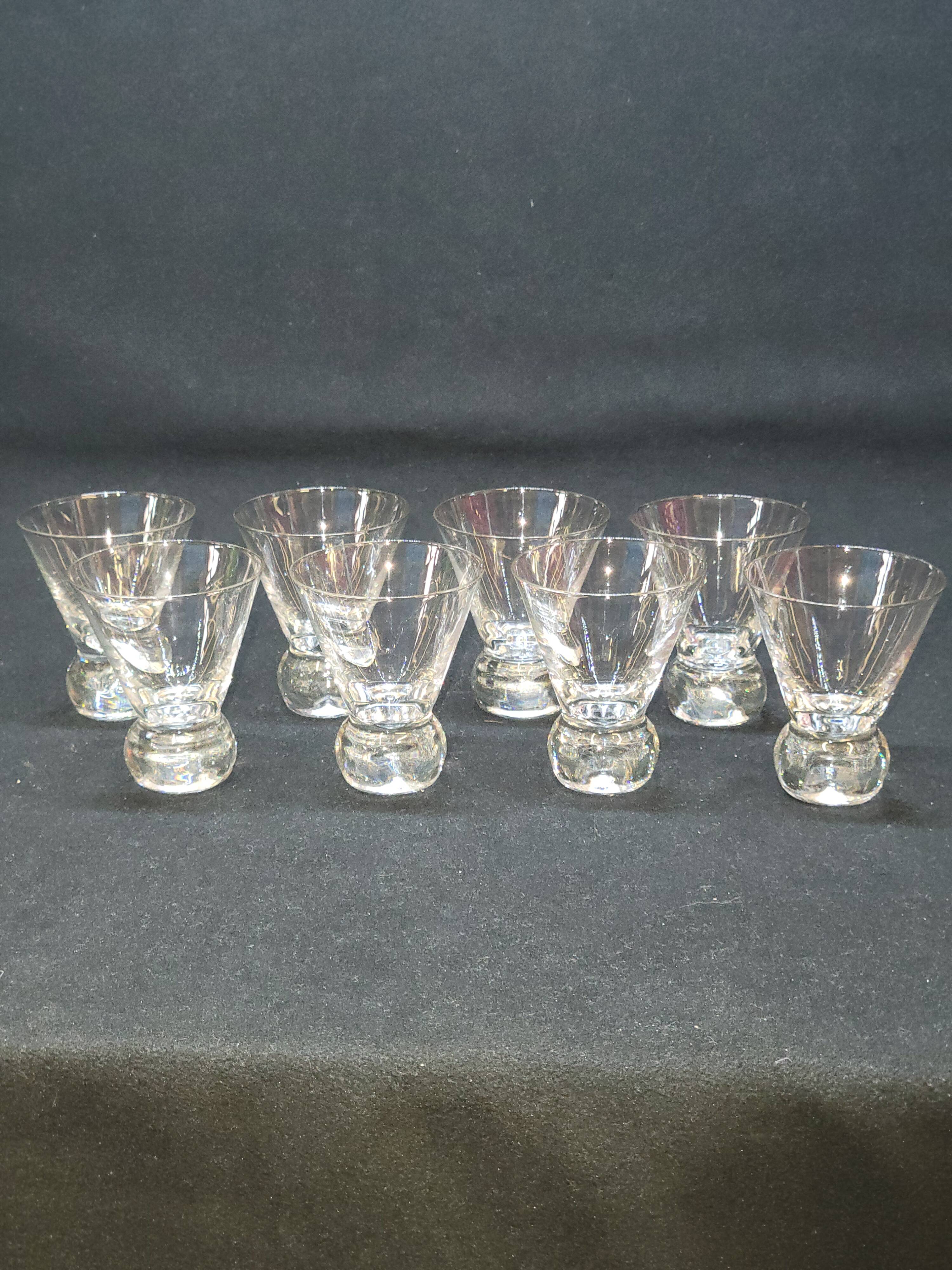 8 Vintage Digestif Shot Glasses with Ball Foot