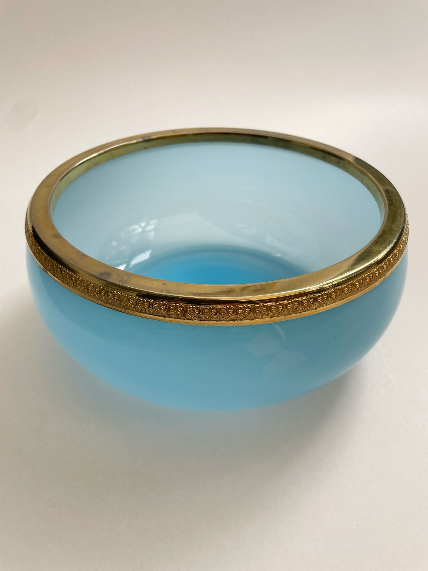 Sky blue opaline glass bowl