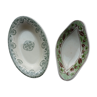 Lot de 2 raviers en faience vintage