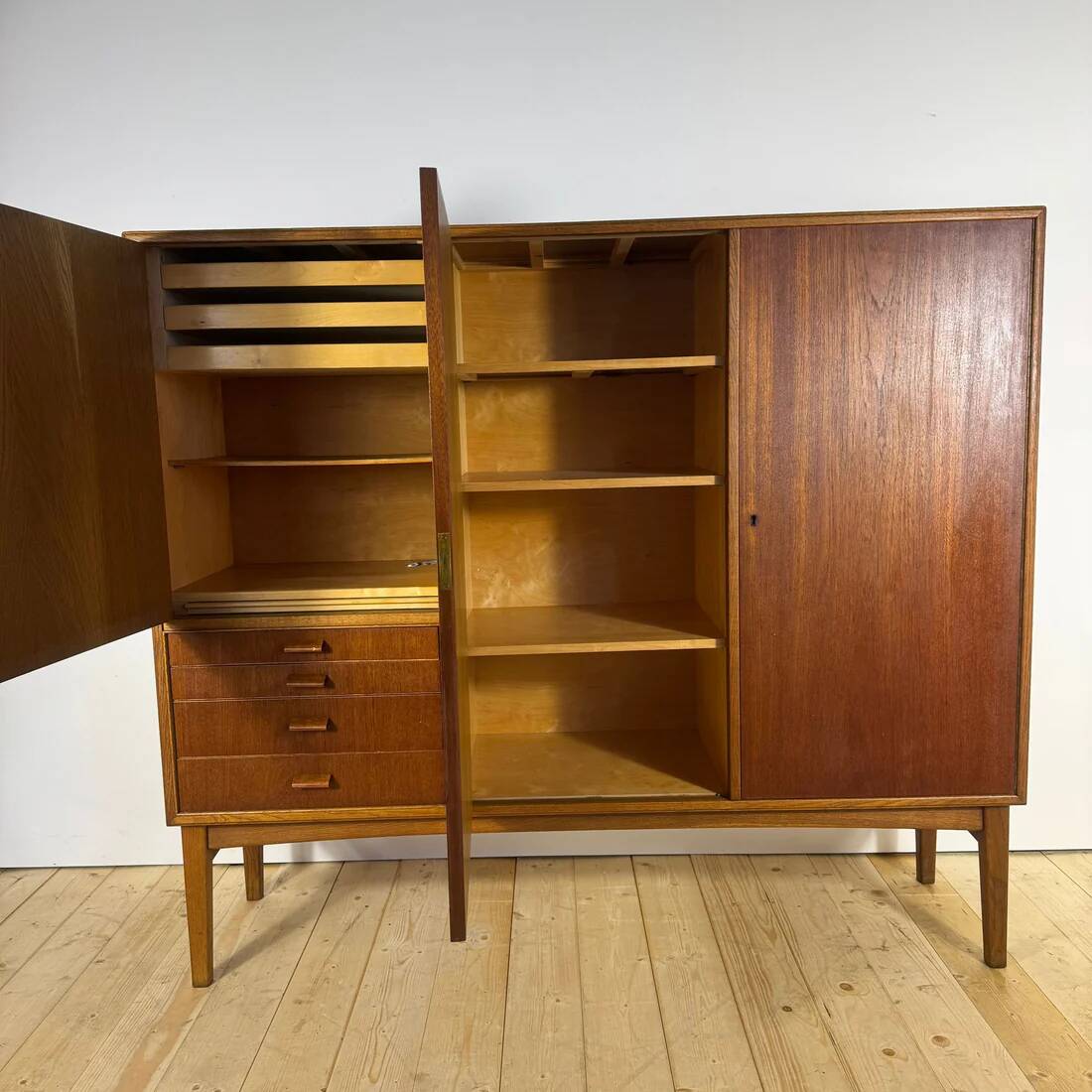 High mid-century modern teak sideboard – 1960s Scandinavian design