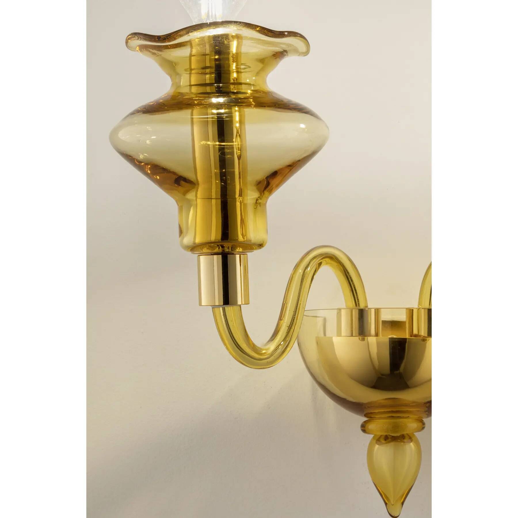 Elegant Linear Modern Amber Murano Glass Wall Sconce