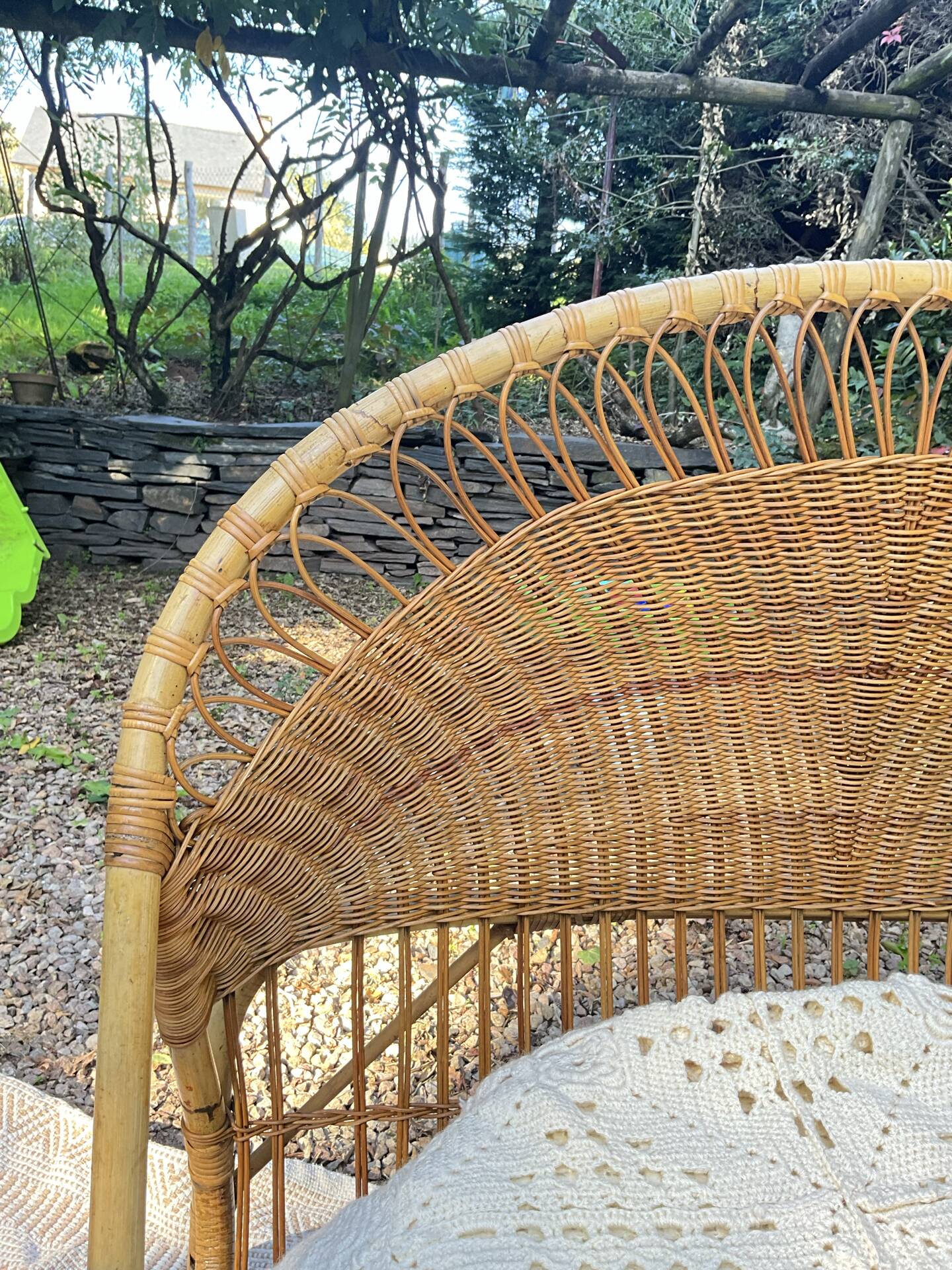 Vintage seventies rattan children's basket.