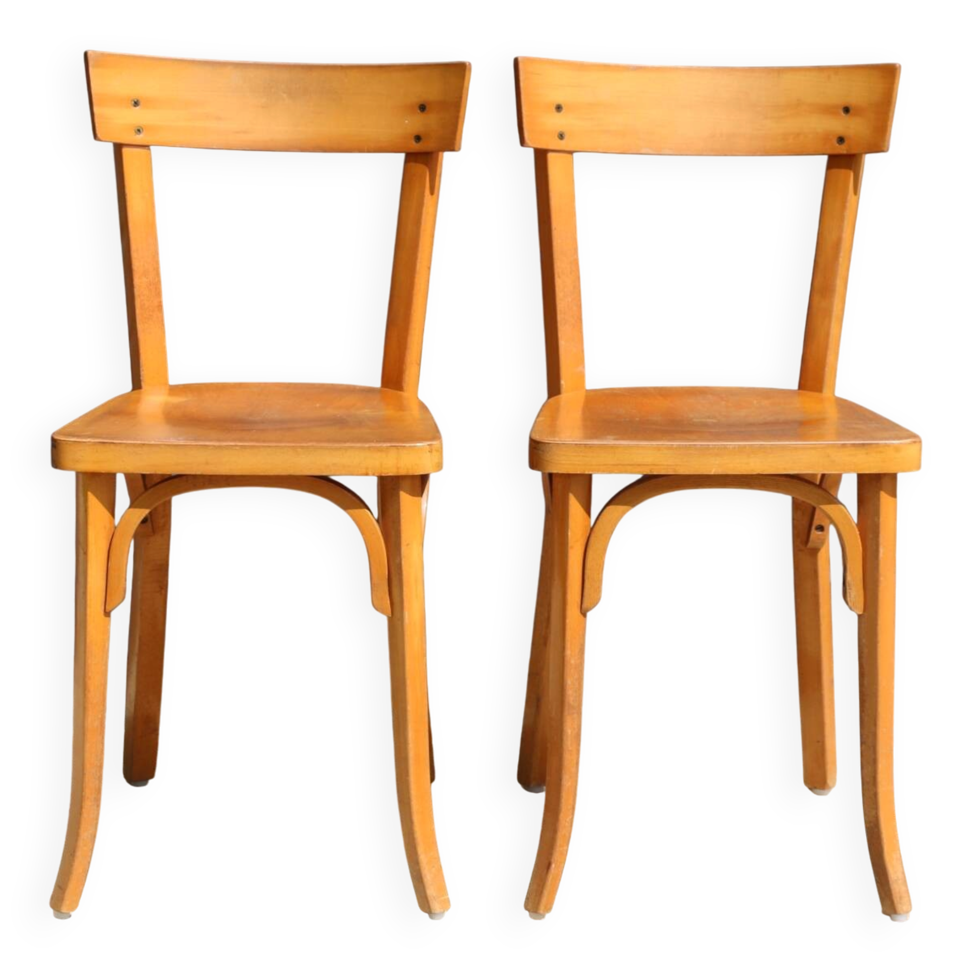 2 BAUMANN chairs No. 21 in light beech