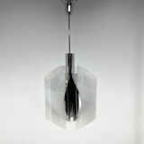 Mid-century Chrome & Murano Glass Chandelier, Italy
