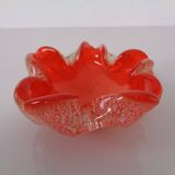 Red & Silver Murano Glass Ashtray by Barovier & Toso, Italy, 1960s