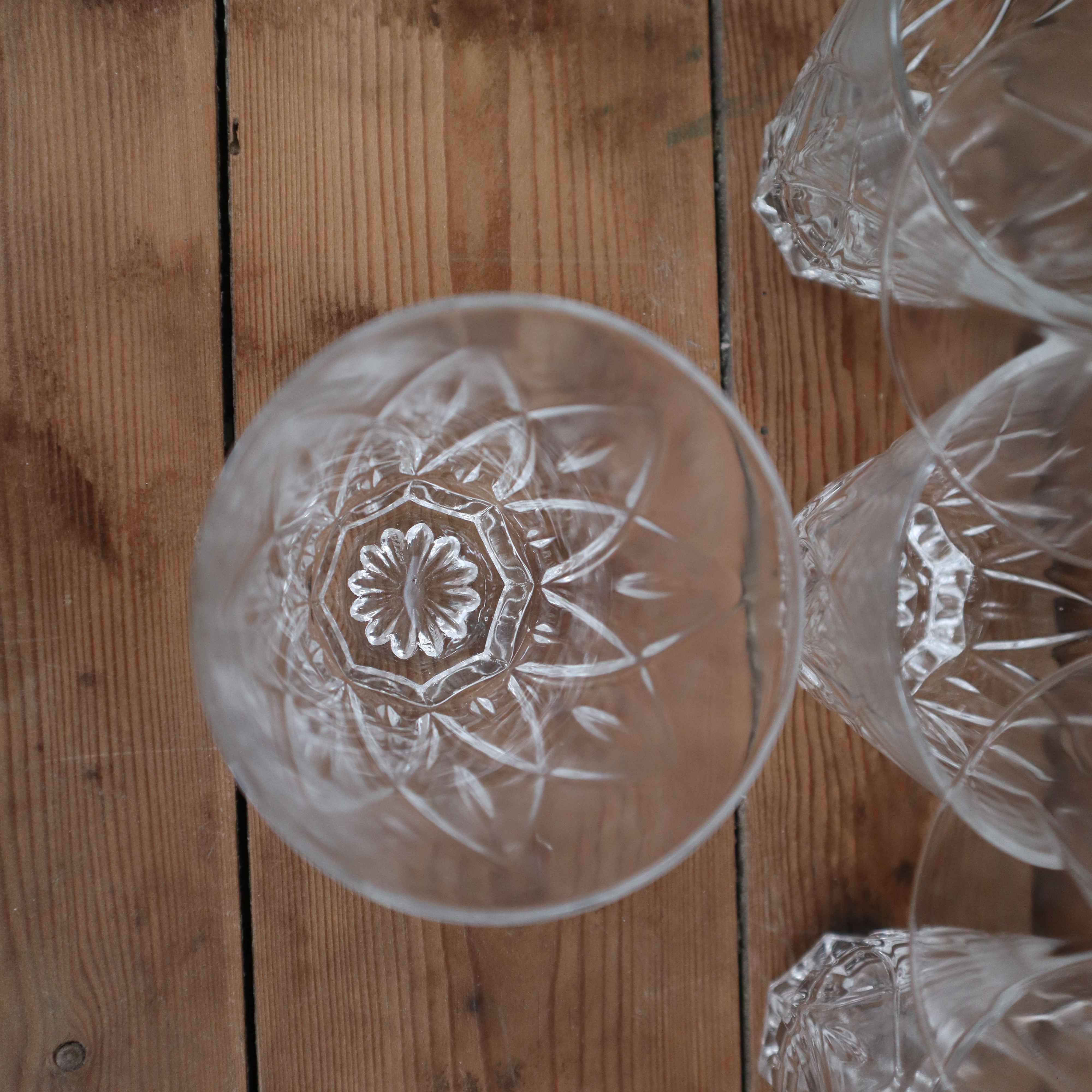 Set of 6 Harlequin water glasses in Reims crystal glass 1950