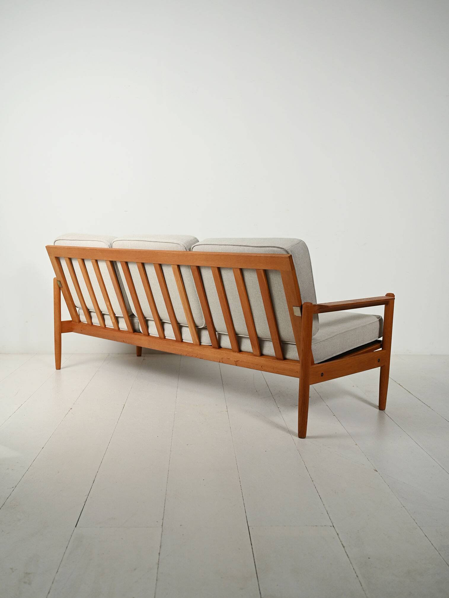 Scandinavian solid oak three-seater sofa, 1950s/60s
