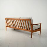 Scandinavian solid oak three-seater sofa, 1950s/60s