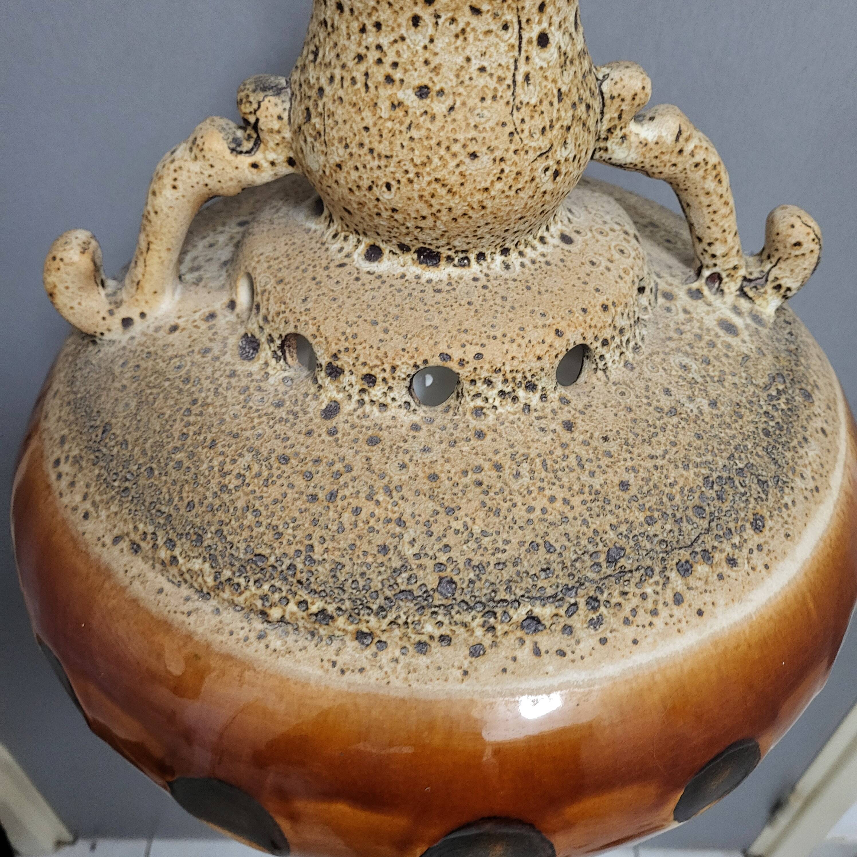 Glazed ceramic pendant light, West Germany 1960-70