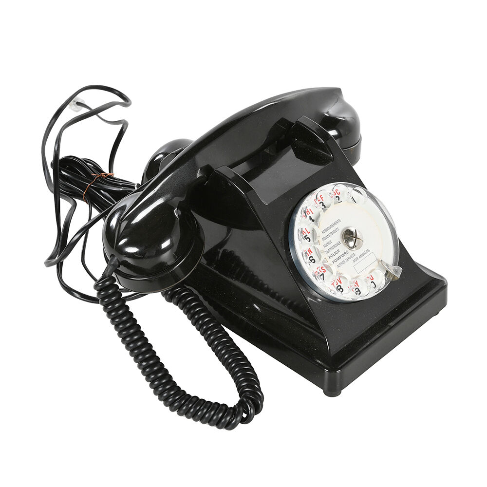 Ancien téléphone en bakélite noire des années 1940