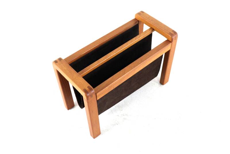 Salling stolefabrik magazine rack with leather in teak