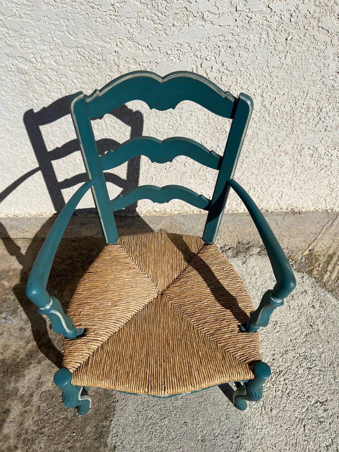 Provencal style straw armchair