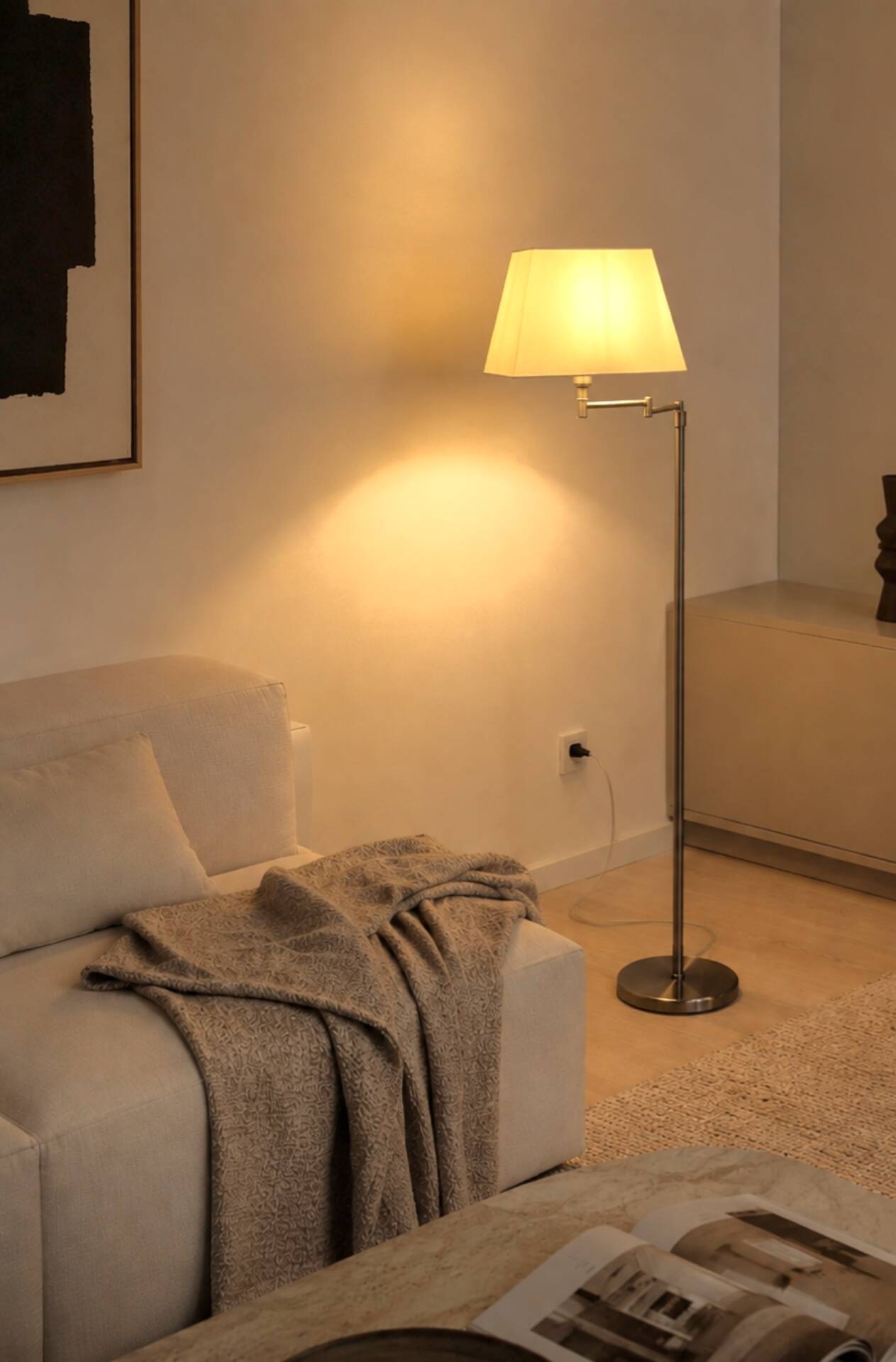 Brushed aluminium designer floor lamp - 90s modernist style