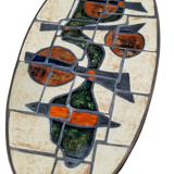 Oval coffee table ceramic wrought iron vintage