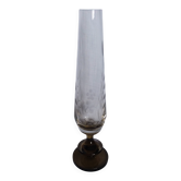 Cut glass soliflore vase with a smoked glass base.