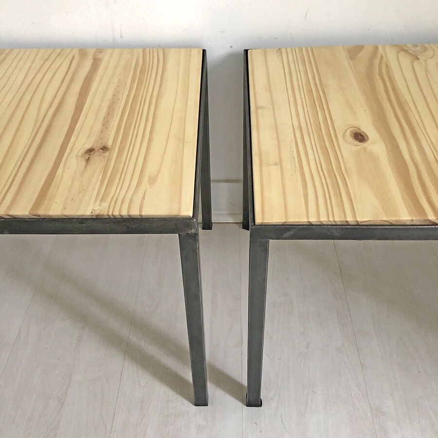 Pair of vintage industrial bedside