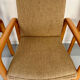 4 armchairs with armrests in beech and fabric, 1970s vintage design.