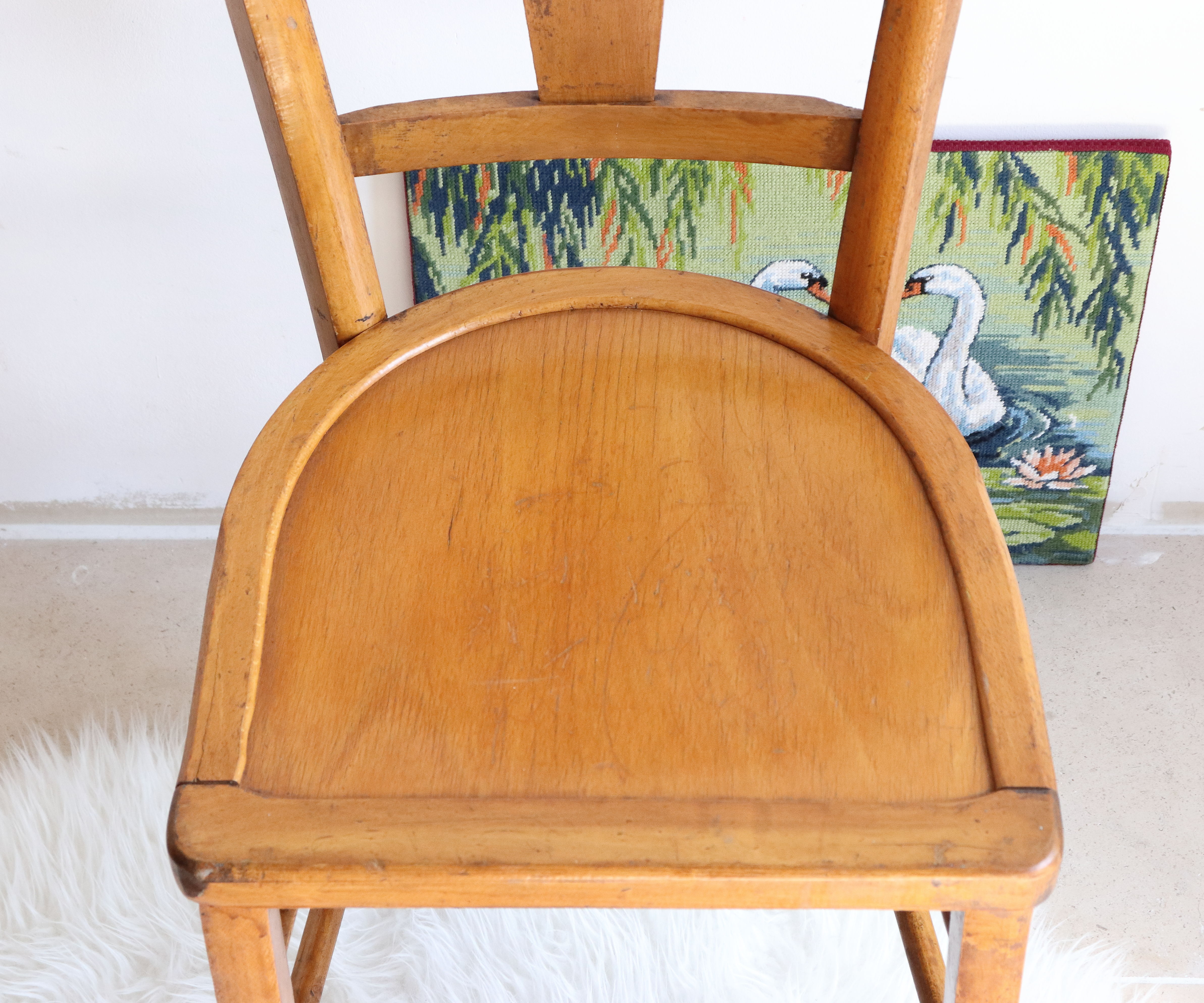Bistro chair of the 50s in patinated wood