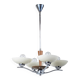 Art Deco Chandelier in Chromed Steel and Beech, Czech, 1920s