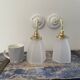 Set of two art deco wall lamps electrified to nine