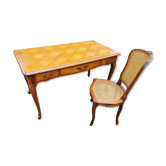 Bureau régence année 80 en merisier avec la chaise