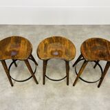 3 brutalist bar stools in Scandinavian style from the 60s