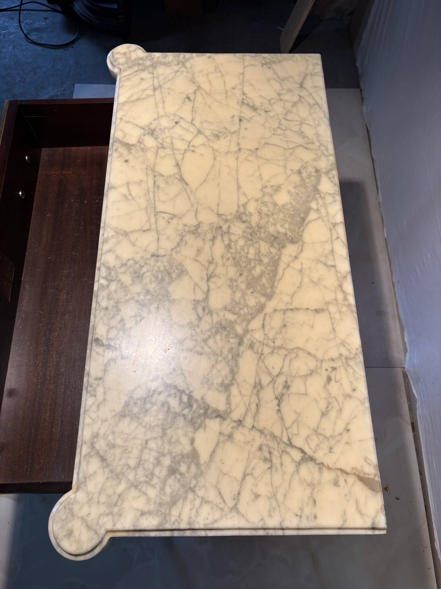 Louis XVI style 3-drawer chest of drawers, marble and gilded bronze