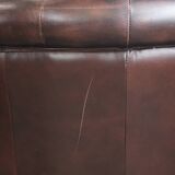 Set of three classic English-style Chesterfield cowhide  club armchairs