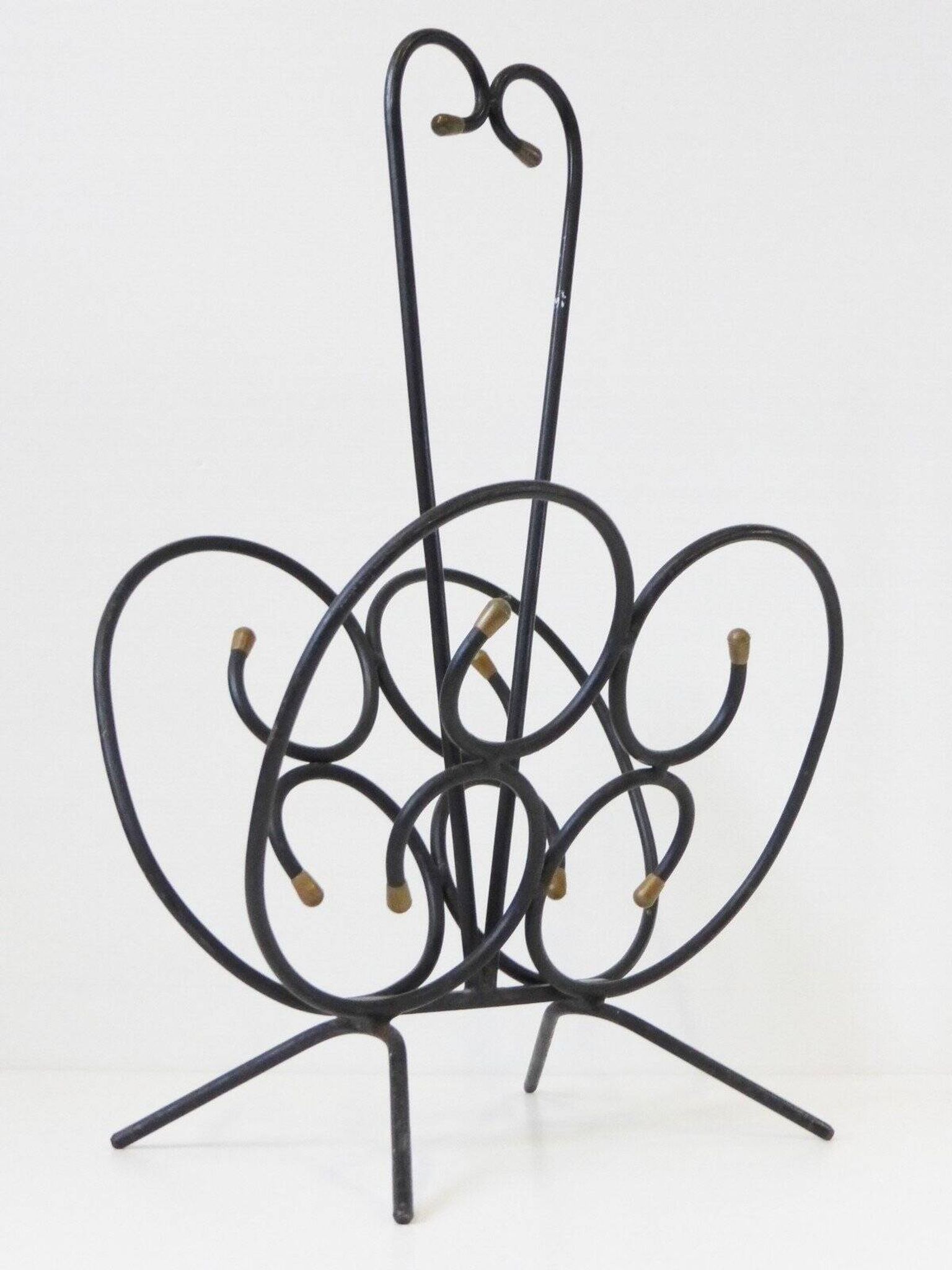 Vintage 1950s butterfly magazine rack - black steel