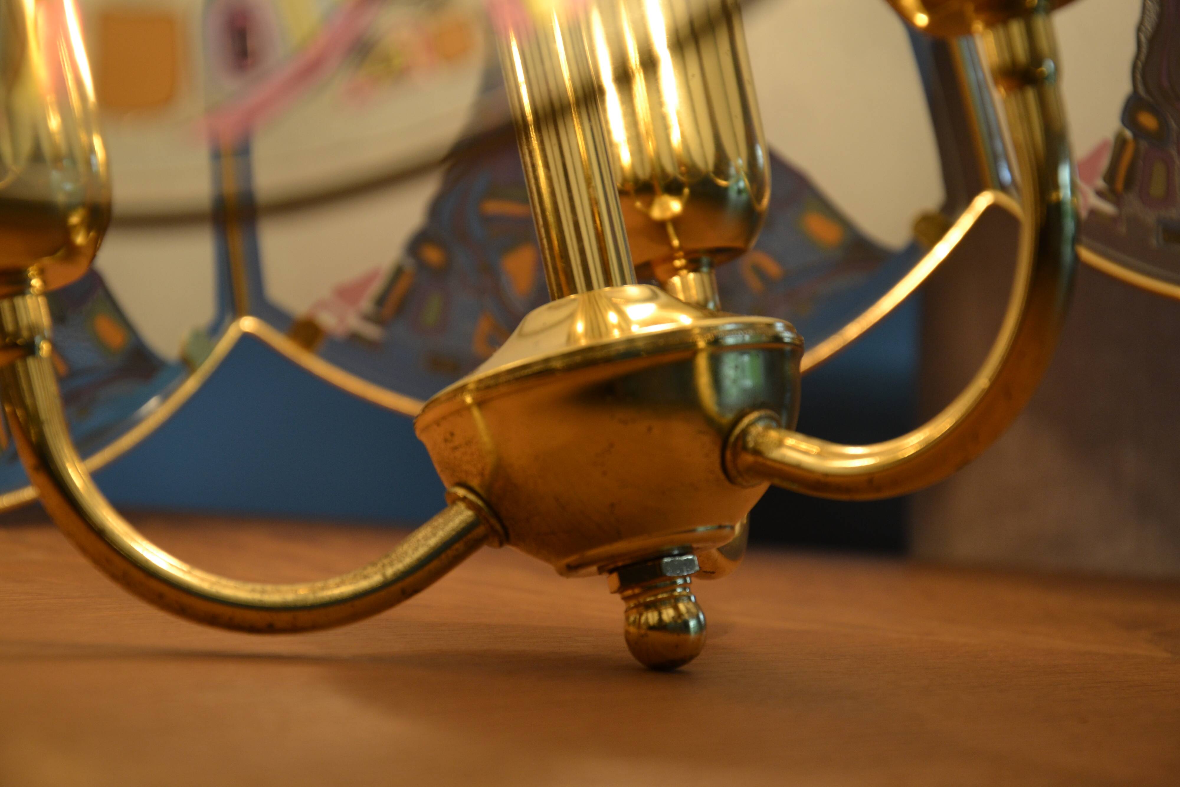 Suspension/lustre verre et laiton des années 80