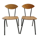 Pair of wooden and metal chairs, 1960s