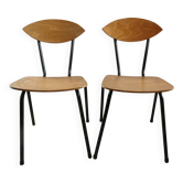 Pair of wooden and metal chairs, 1960s