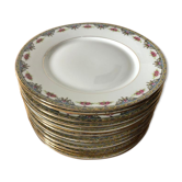 Set de 12 assiettes à dessert art déco en porcelaine fine de limoges